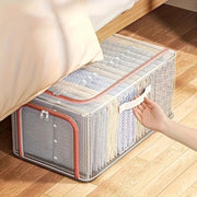 31L Transparent Clothes Storage Bin with Metal Frame & Handles