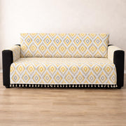 IKATRA Series Quilted Printed Sofa Cover for Indian Sofa Set with Side Pocket (Sunburst)