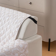Mughal Series Anti-Slip Sofa Cover Mat with Pocket – Polyester Couch Protector(Beige Blossom)