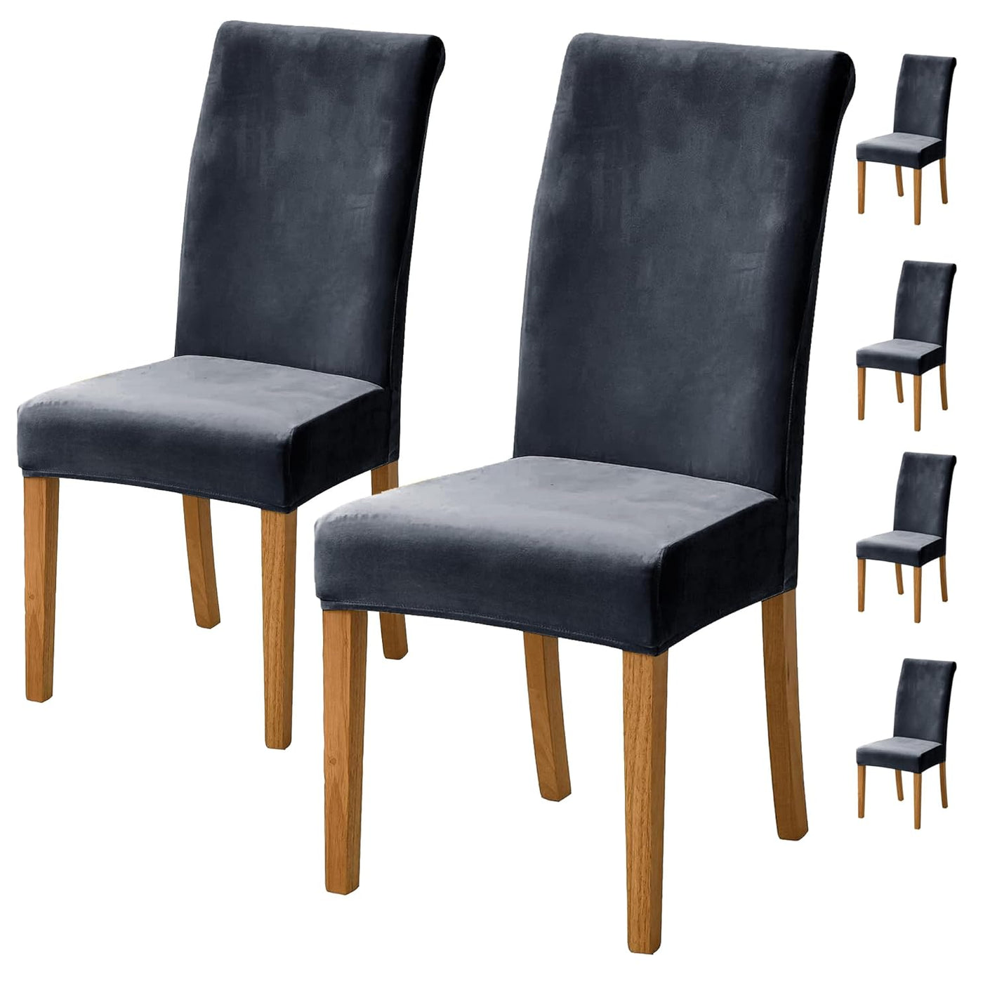 Elastic Chair Cover Velvet (Dark Blue)