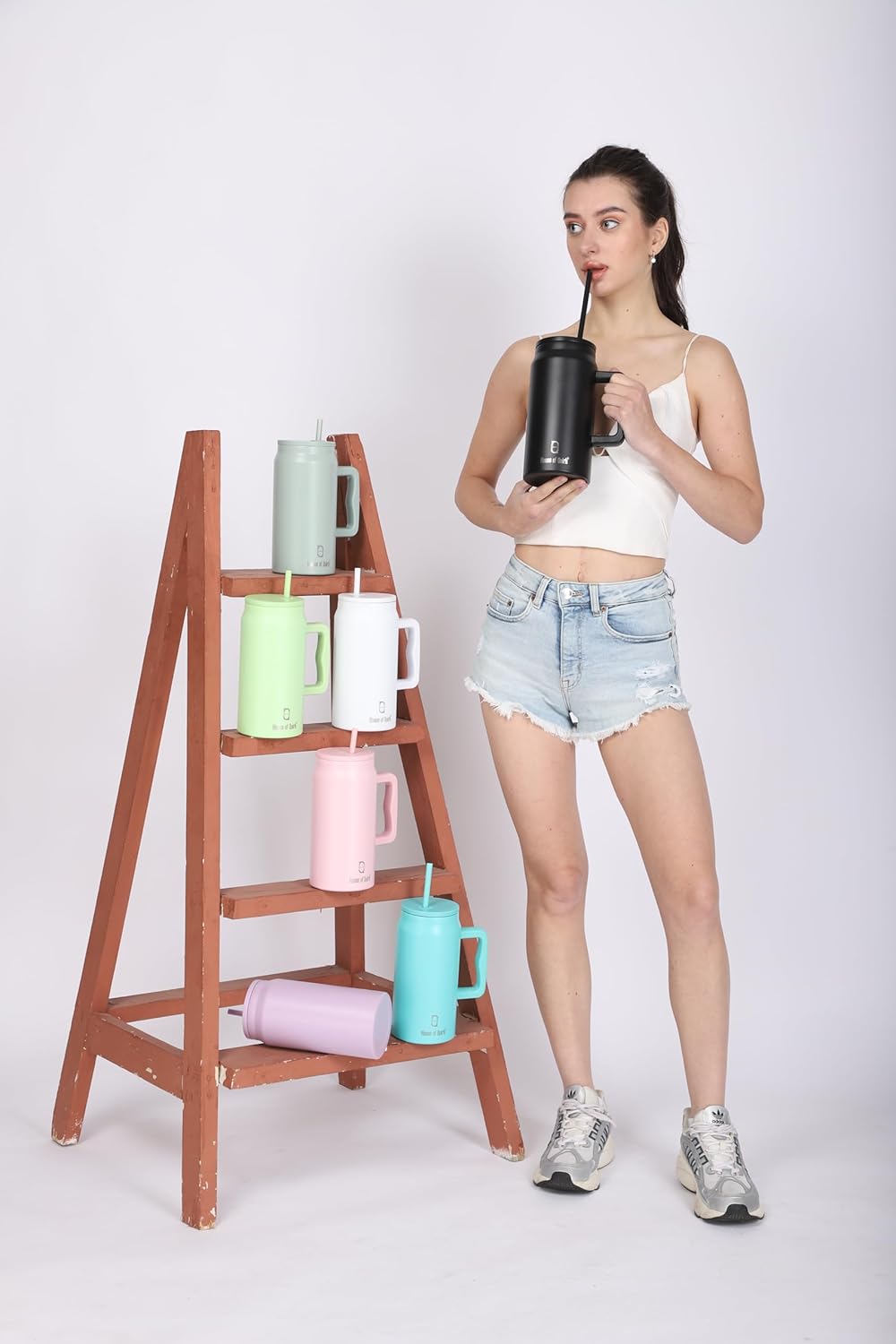 1500ML Mug Tumbler with Handle and Straw Lid