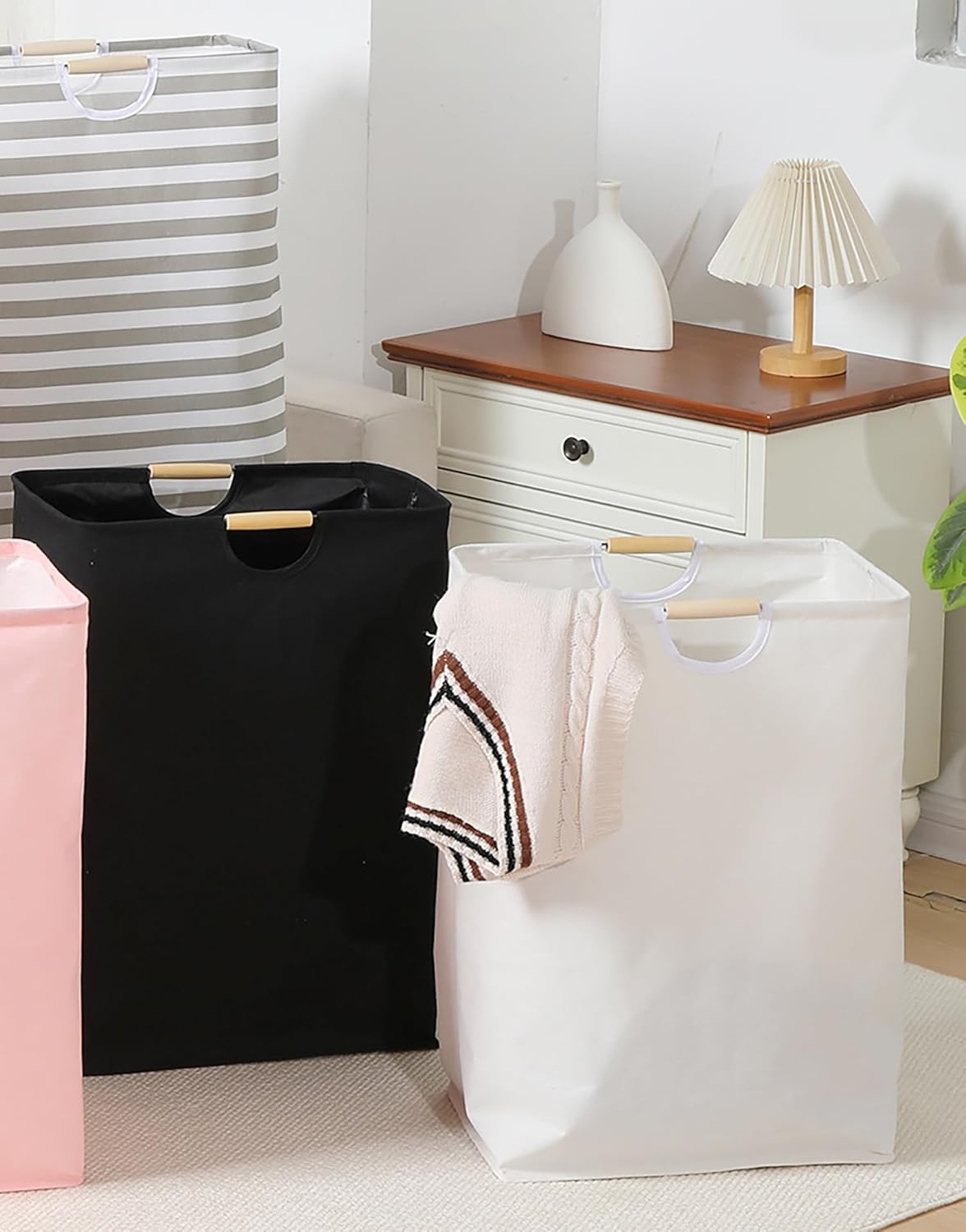 72 Litre Linen Cotton Collapsible Laundry Basket