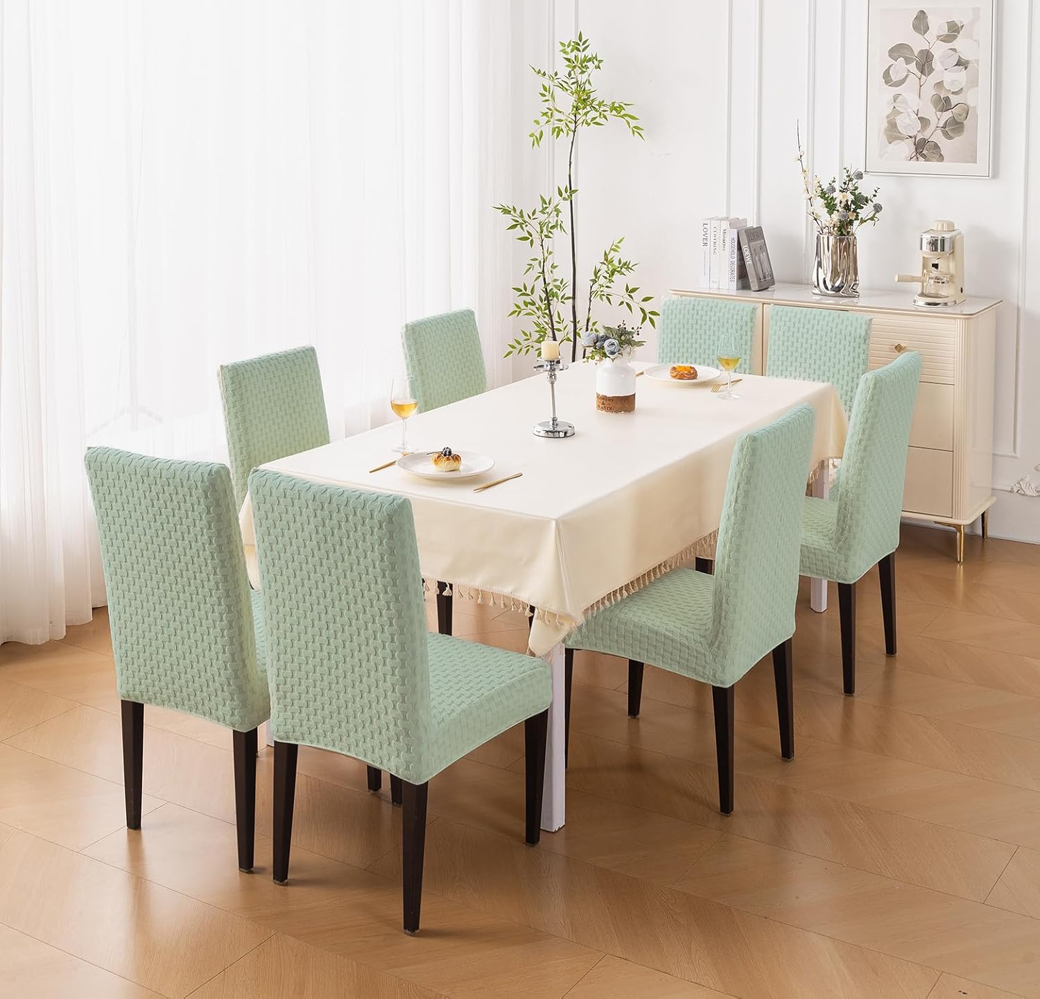 Stylish Jacquard Dining Chair Cover – 220 GSM (Green)
