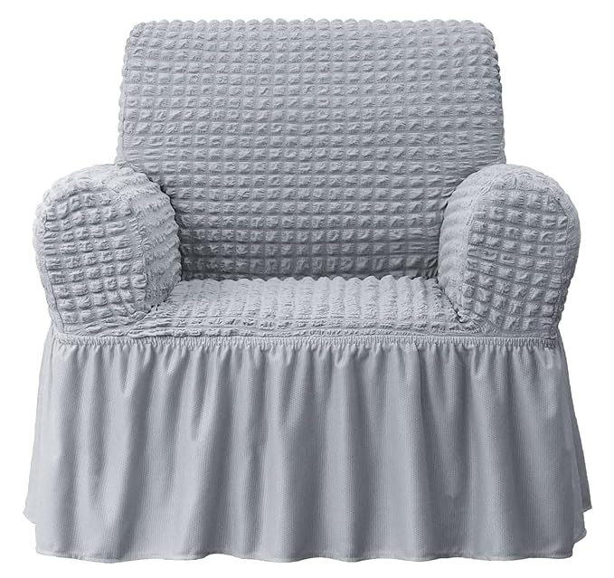 Turkish Bubble Frill 280 GSM Sofa Slipcovers (Smoke)