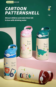 QUIRKPOP 400ml 316 Stainless Steel Kids Bottle – Duckbill Straw & Lockable Lid