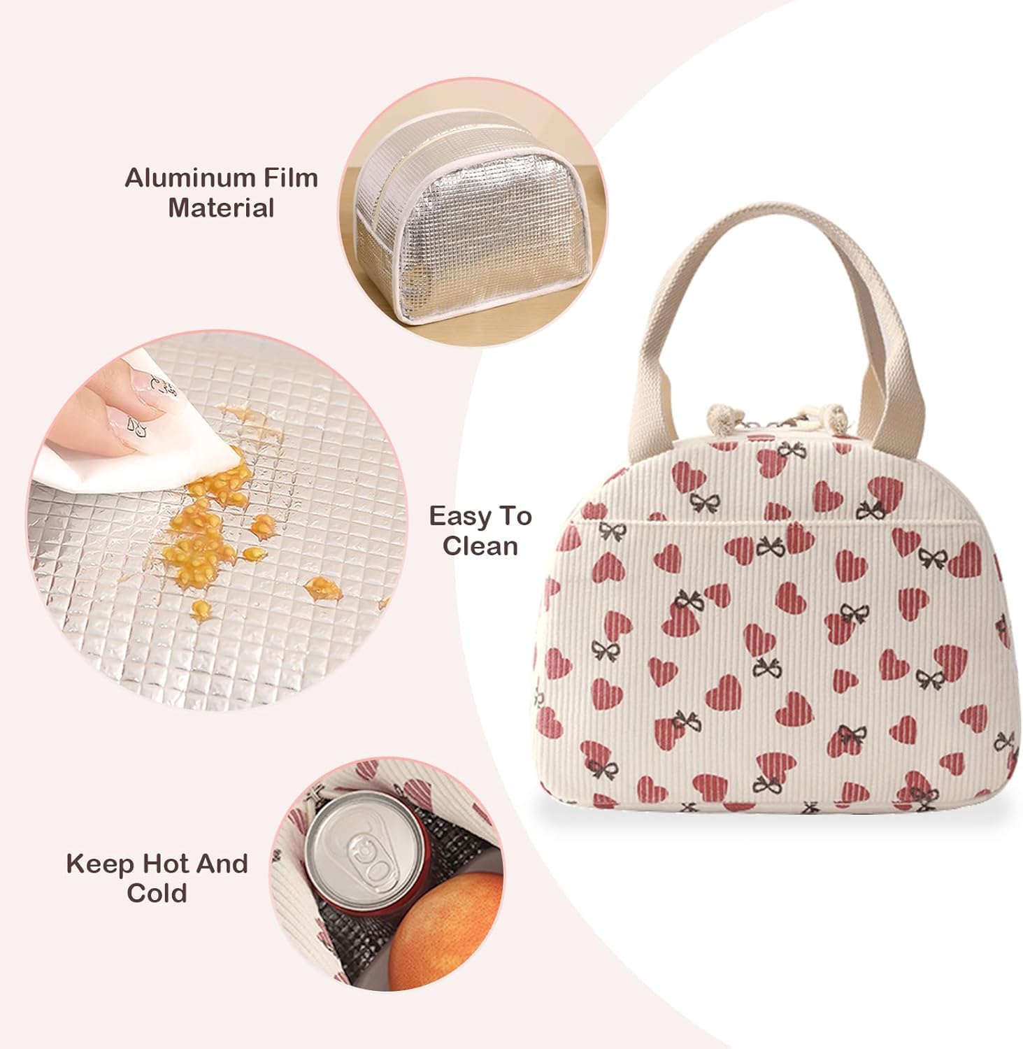 Corduroy Insulated Lunch Bag – Reusable Thermal Tote for Office, Picnic & Travel