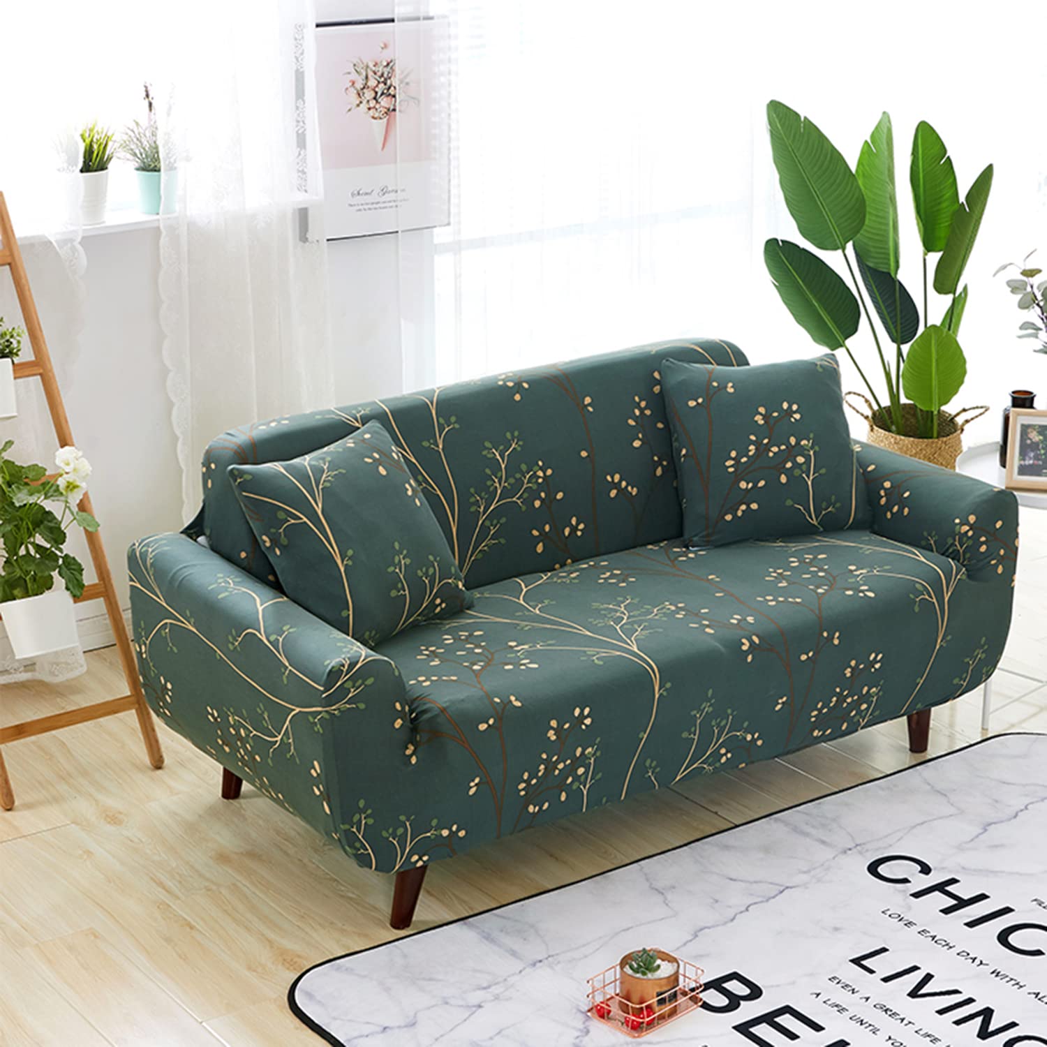Universal Sofa Cover Big Elasticity Cover for Couch(Branch Teal)