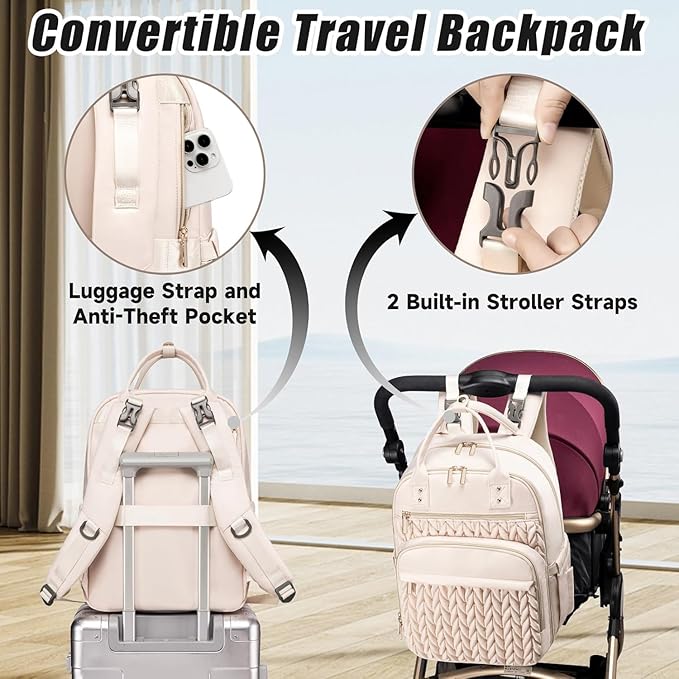 Diaper Bag Backpack for Baby – Waterproof Travel Baby Bag with Changing Pad