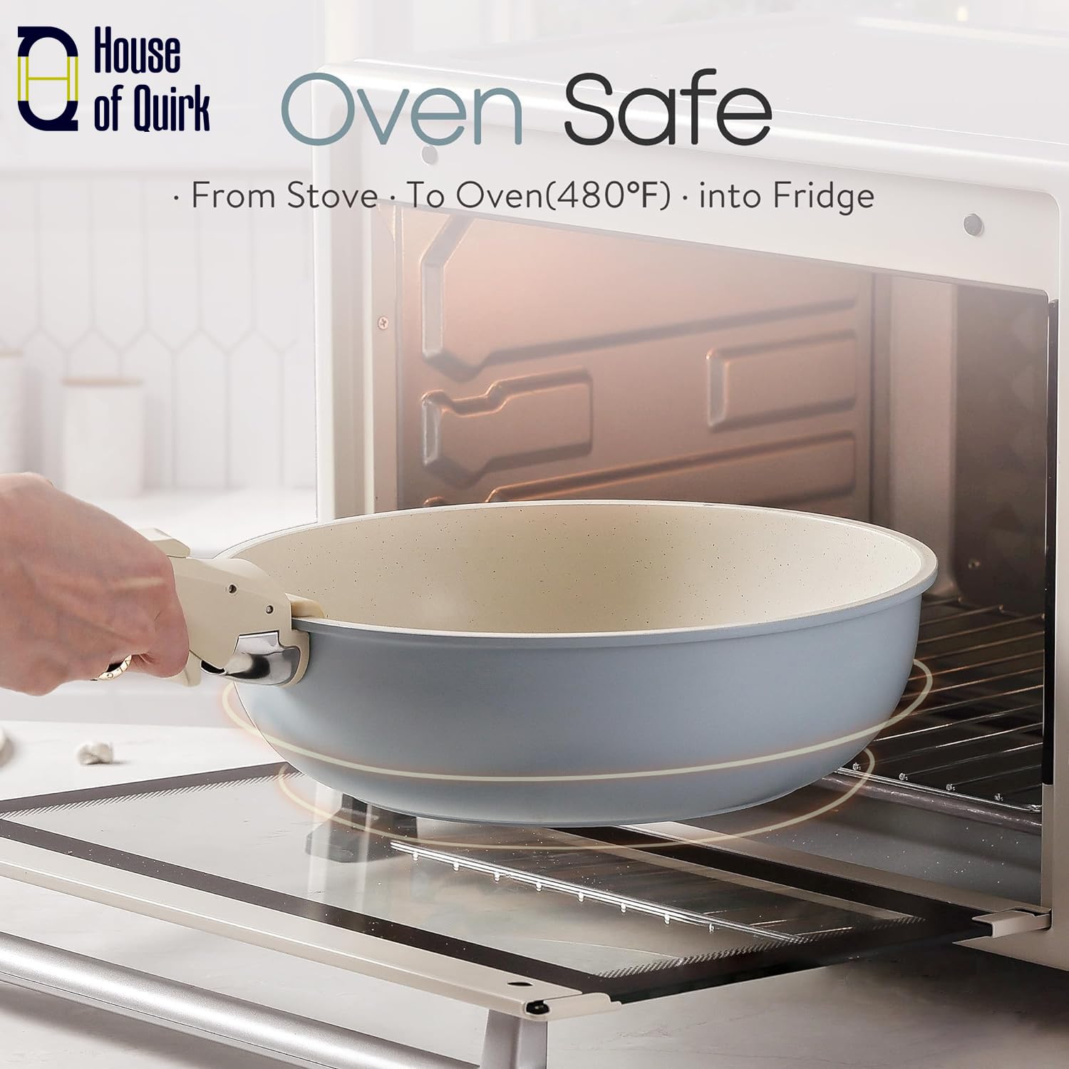 Maifan Stone Nonstick Cookware Set of 5 Detachable Handle Pots & Pans