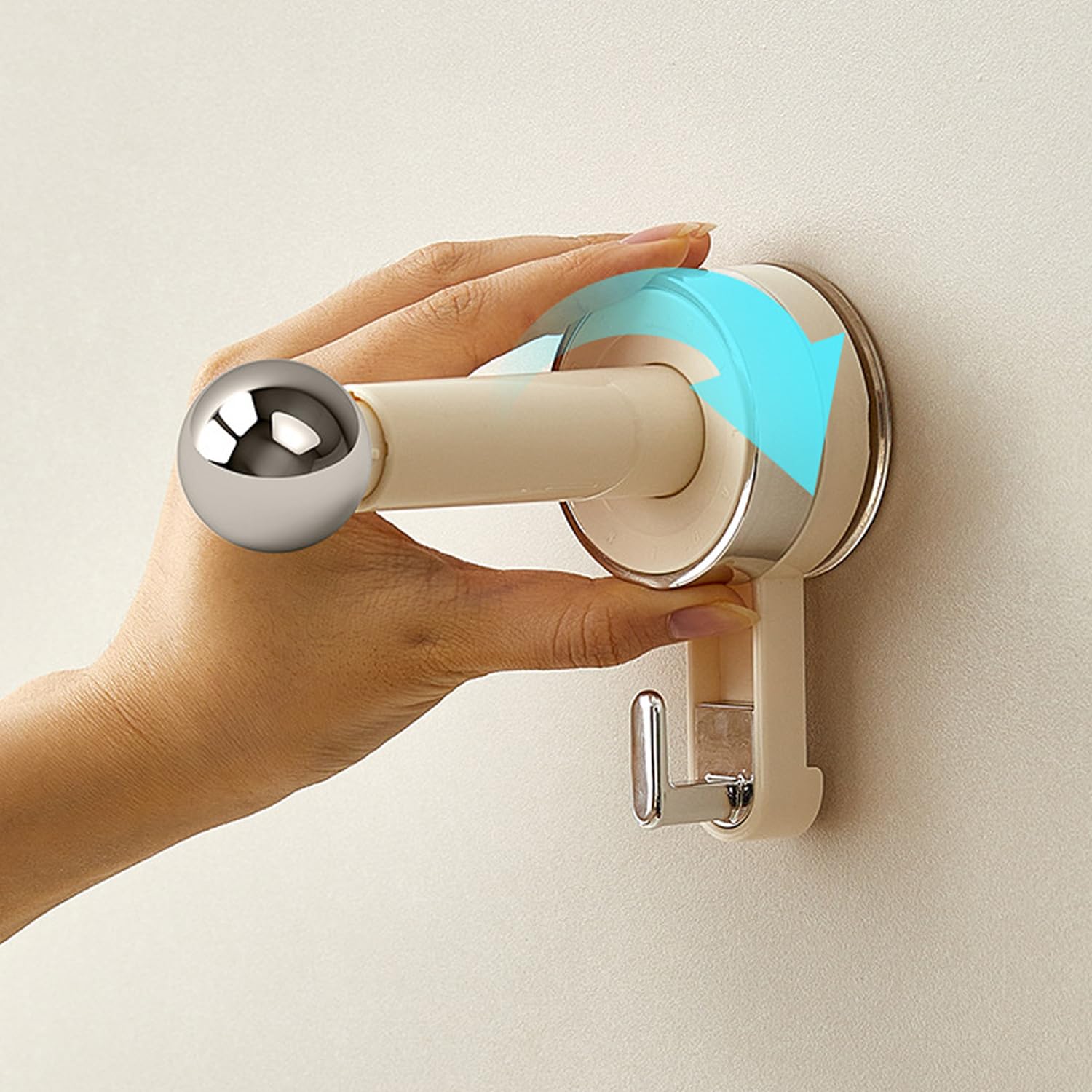 Adjustable Heavy-Duty Wall Suction Hook Waterproof No-Drill Bathroom Hook  (Cream)