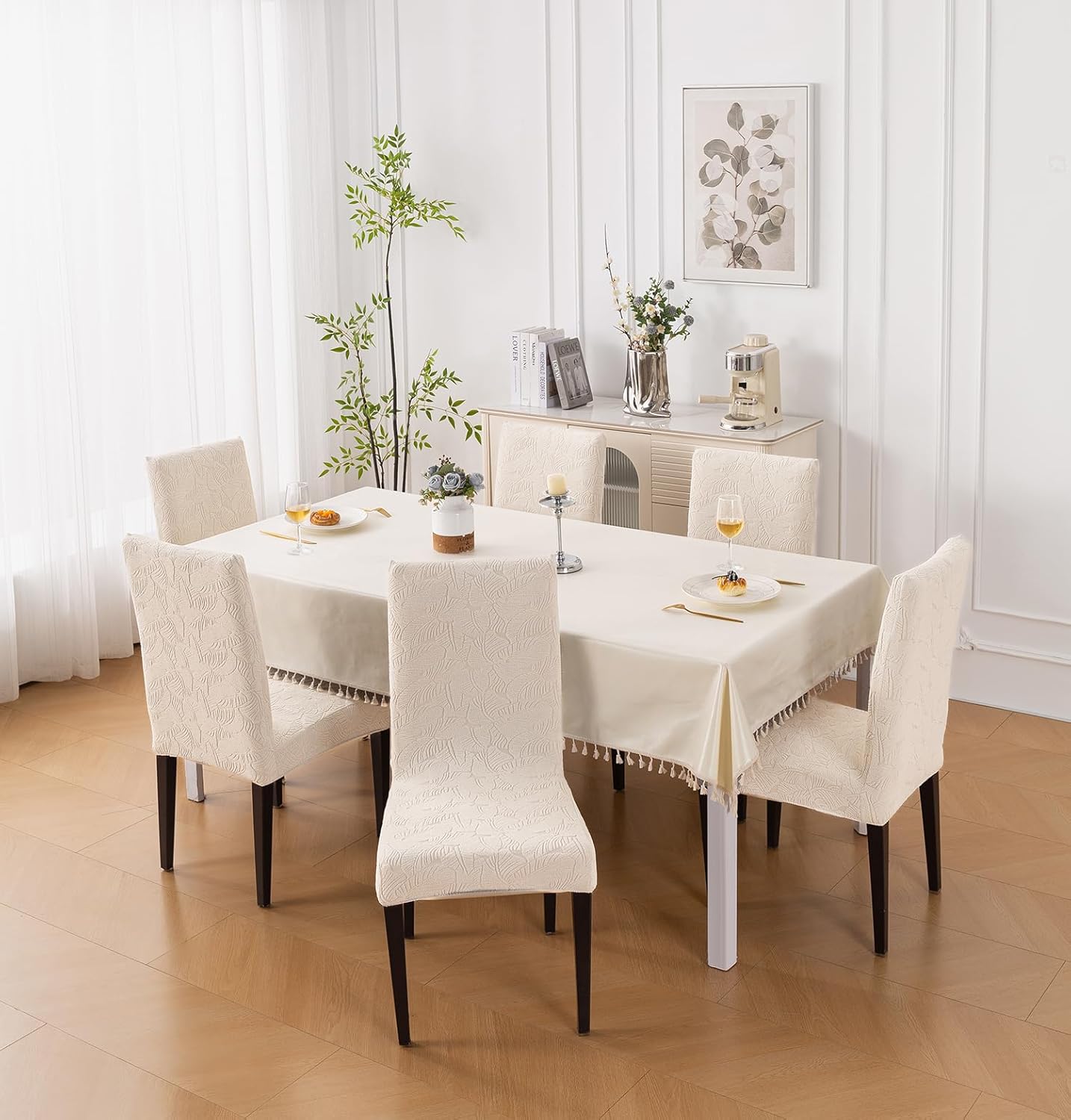 Stretchable Jacquard Dining Chair Cover – Universal Fit, 220 GSM-Khaki