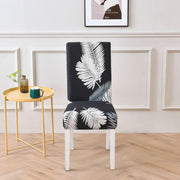 House of Quirk Elastic Chair Cover Stretch Removable Washable (Black Fern)