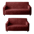 Universal Jacquard Waterproof Camellia Fabric Sofa Cover (Maroon)