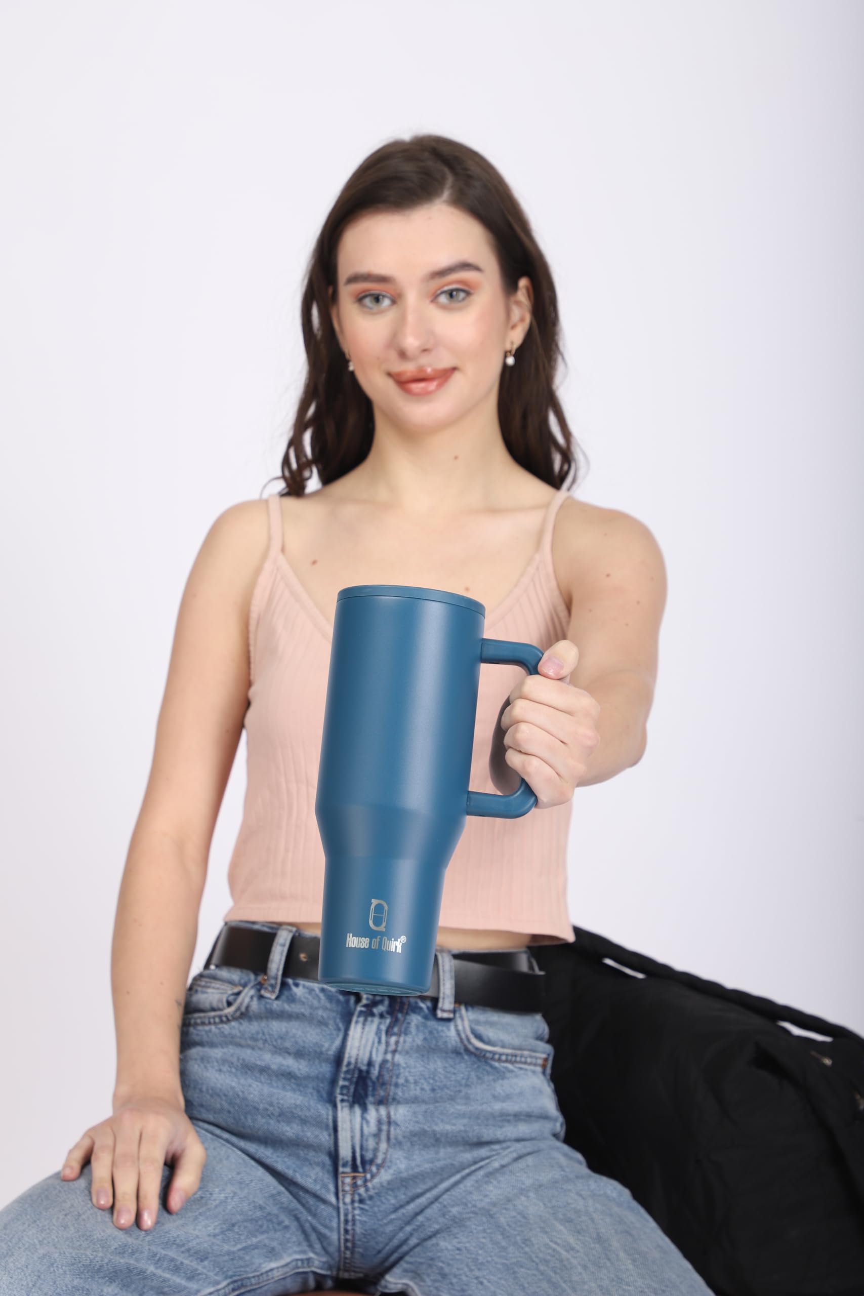 1200ML Tumbler with Handle & Simple Flip Straw