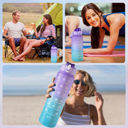 Set of 3 Water Bottle with Straw 2 Litre+900ml+280ml (Purple/Blue)