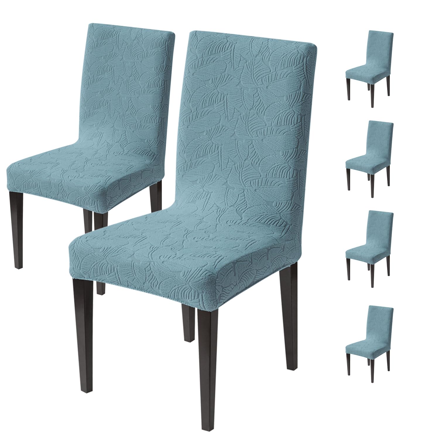 Stretchable Jacquard Dining Chair Cover – Universal Fit, 220 GSM-Light Blue