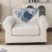 'Aura Petal Series' Quilted Sofa Mat Printed – Anti Slip (Paisley Blue)