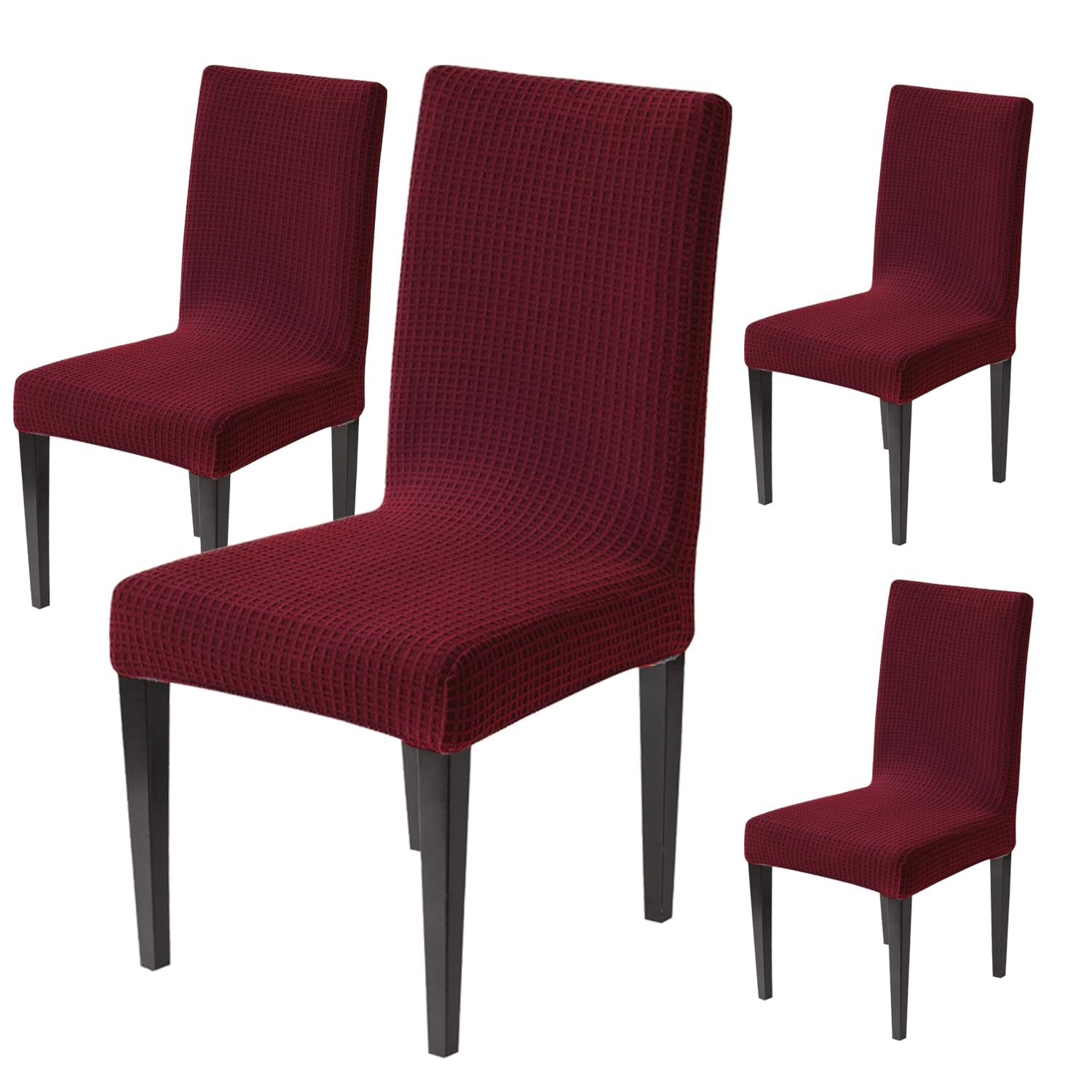 Decorative Dining Chair Cover – 220 GSM Stretch Jacquard Fabric (Maroon)