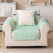 Quilted Printed Sofa Cover for Indian Sofa Set – Washable (Green Autumn)