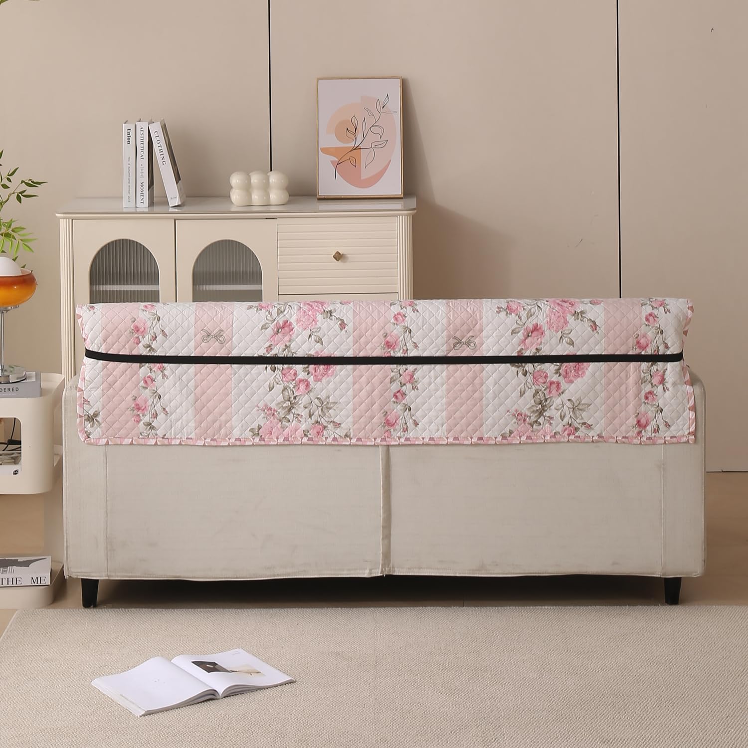 Polyester Sofa Cover Mat Reversible Couch Protector-Pink Mist
