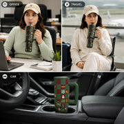 Christmas Edition 1200ml Tumbler with Handle & Straws