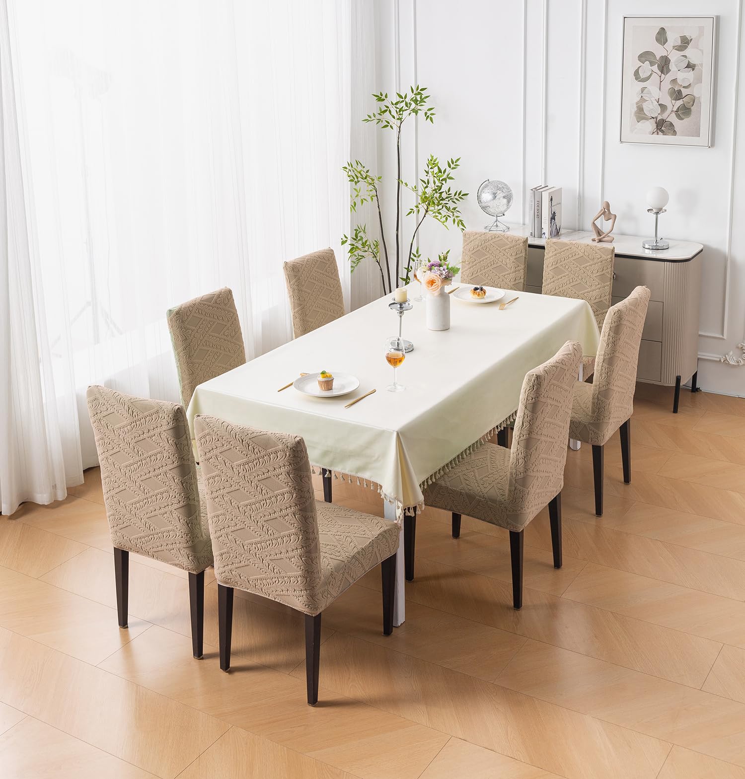 Stretchable Jacquard Chair Cover – 220 GSM- Khaki