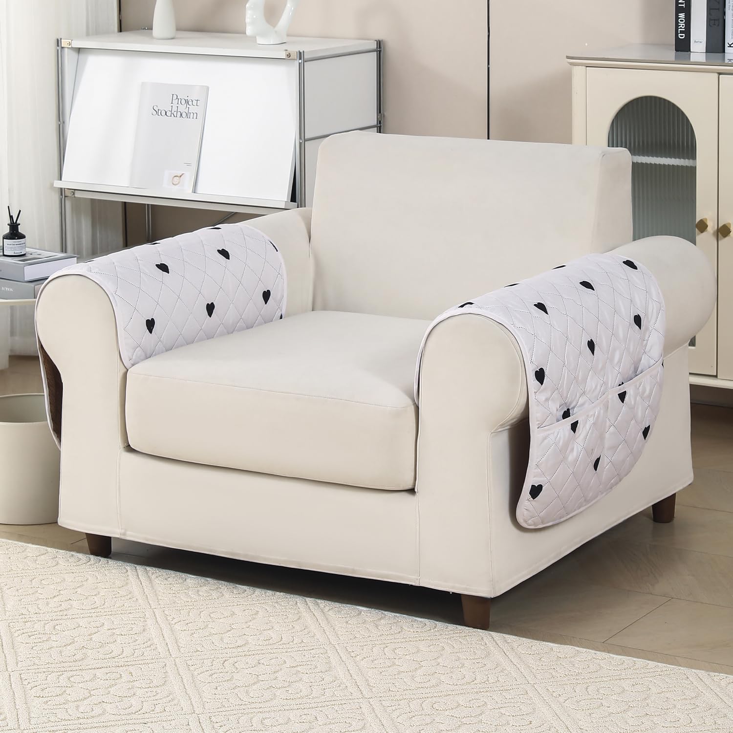 'Gulnaar Series' Printed Quilted Sofa Cover for 1/2/3/4 Seater – Anti-Slip (Mocha Mist)