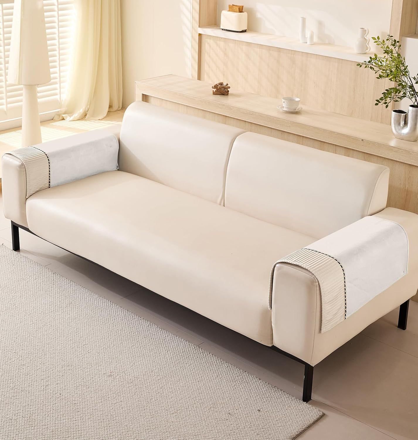 Sofa Cover Mat Autumn Pattern Chenille Fabric (Cream)