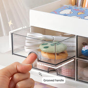Desk Organiser with Drawer, Multifunctional 4 Plastic Compartments - Blue