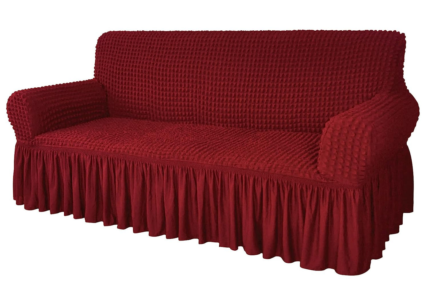 Bubble Frill Couch Cover-Maroon