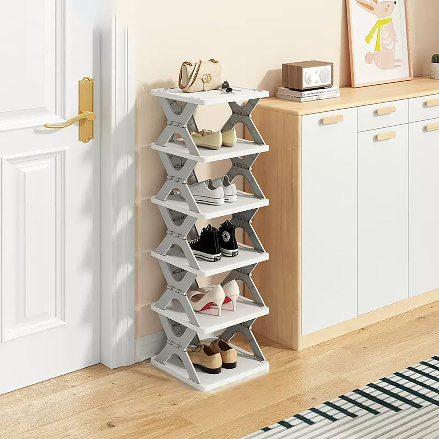 6 Tier Collapsible Shoes Stand-Grey