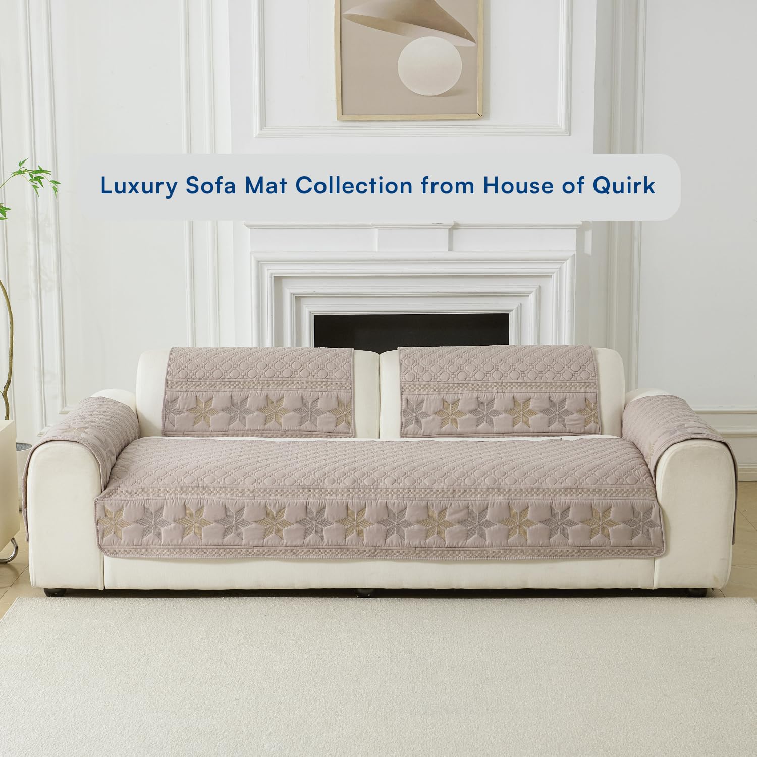 Glacier Series Quilted Sofa Cover – Soft, non-slip & washable furniture protector- Walnut