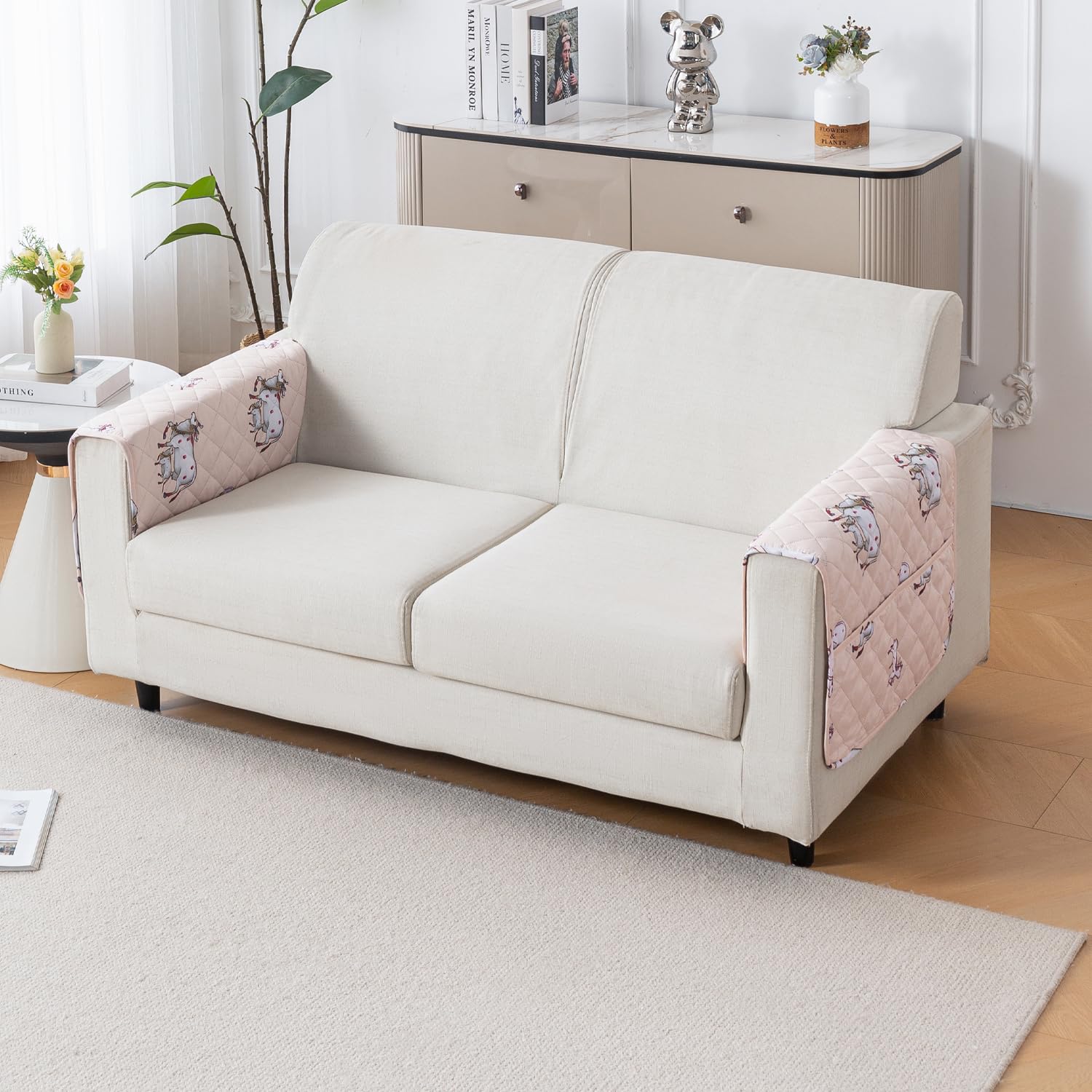 Printed Quilted Sofa Cover for 1/2/3/4 Seater Anti-Slip- Kamdhenu