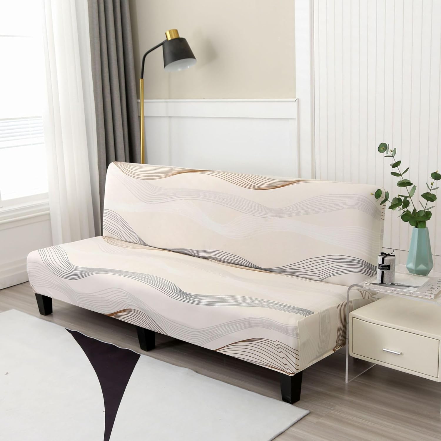 Sofa Slipcover Armless Futon Cover Printed Folding Couch Shield Sofa Cover