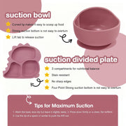 9 Pcs Silicone Baby Feeding Set | Dinosaur Divided Plate