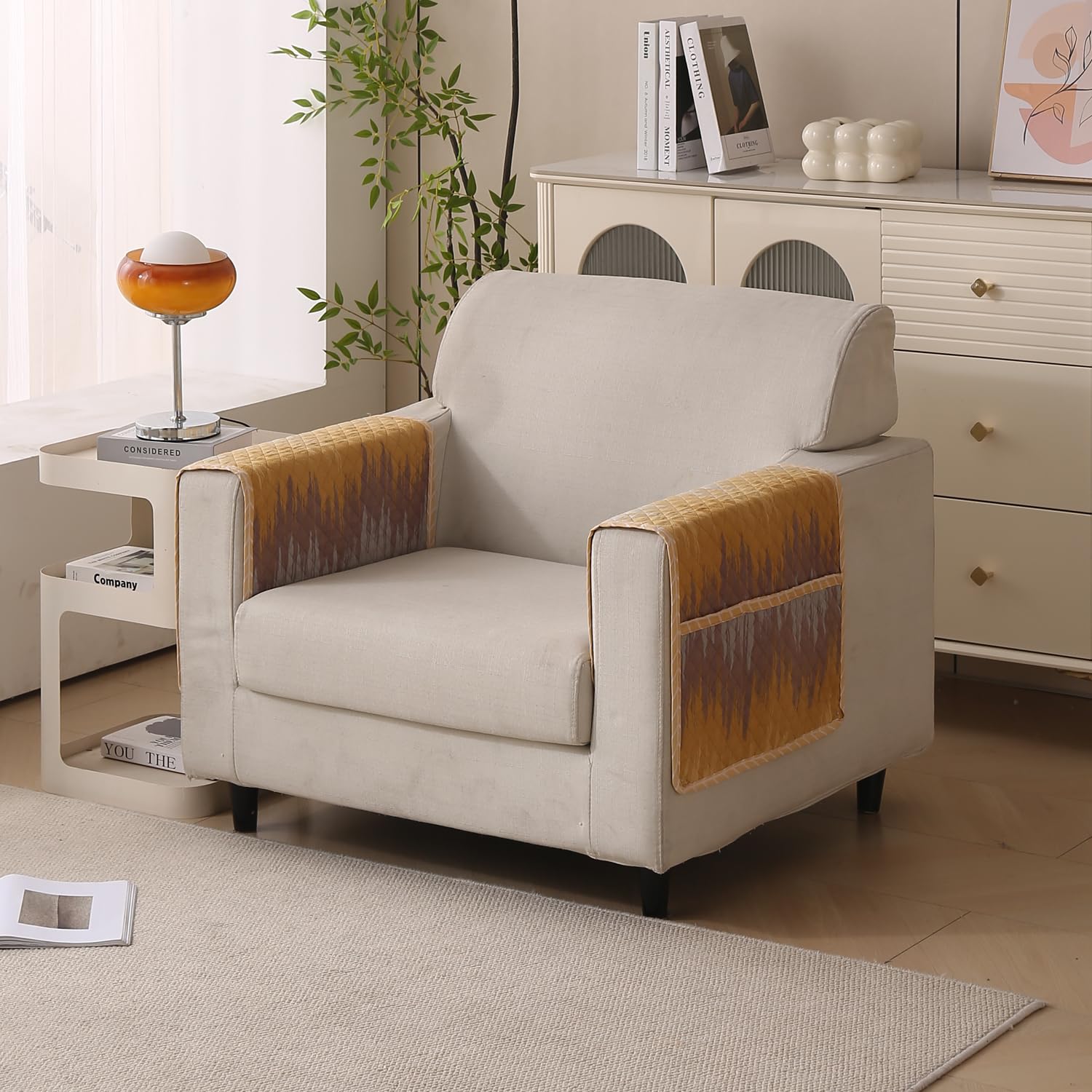 Reversible Printed Quilted Sofa Cover Mats for 1/2/3/4 Seater Sofa Cover- Gold Tide