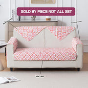 Printed Quilted Sofa Cover for 1/2/3/4 Seater Anti-Slip-Peach Blush