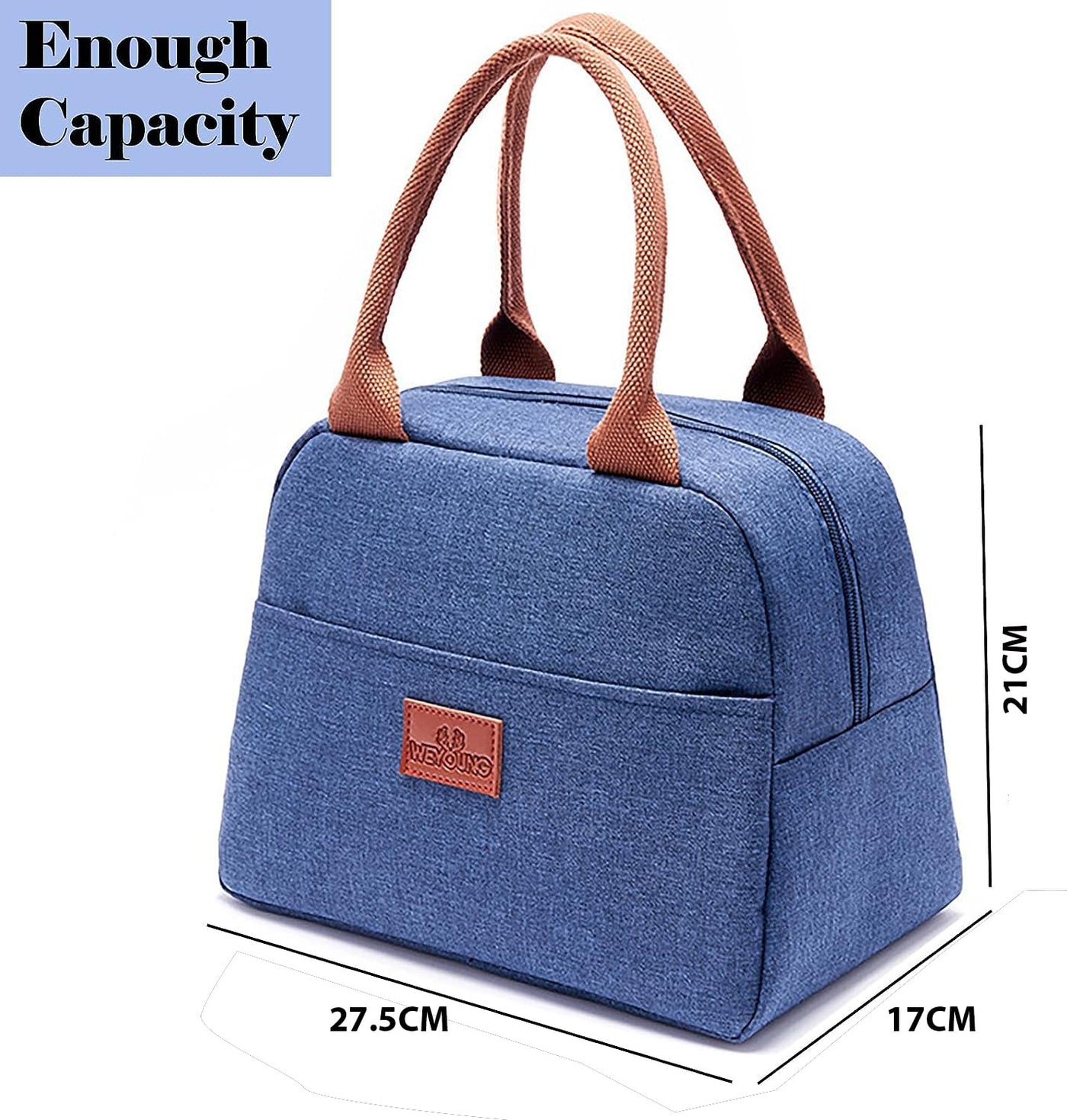 Insulated Reusable Lunch Bag Tote Bag for Women -  (Denim Blue)