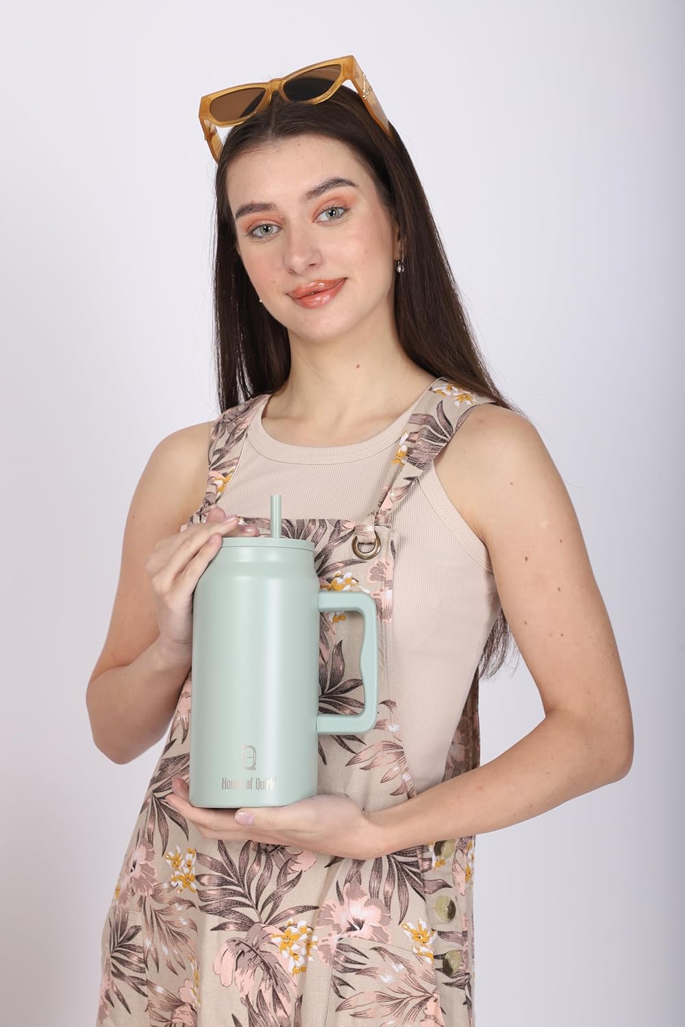 1500ML Mug Tumbler with Handle and Straw Lid