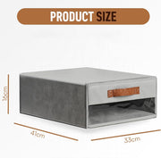 Foldable Closet Storage Bin with Clear Window & Handles Organizer for Clothes (Grey)
