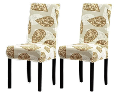 Printed Elastic Chair Cover (Gold Paisley)