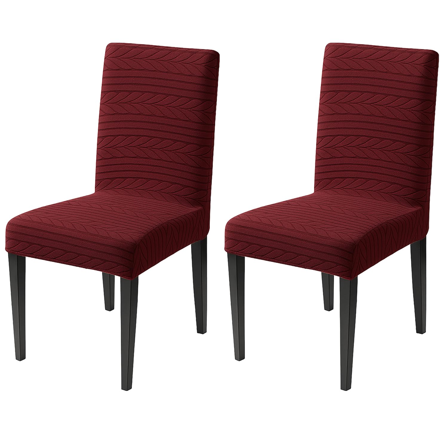 Flexible Stretch Dining Chair Cover – 220 GSM Jacquard Fabric Universal Fit (Maroon)