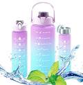 Set of 3 Water Bottle with Straw 2 Litre+900ml+280ml (Purple/Blue)