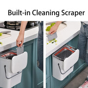 2-in-1 Wall & Cabinet Hanging Trash Can with Lid – 12.2L, Double-Sided Open (White/Grey)