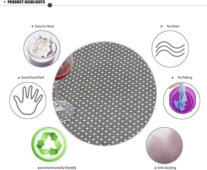 Rectangle Cotton Linen Table Cloth (140x180cm, Grey Polka)