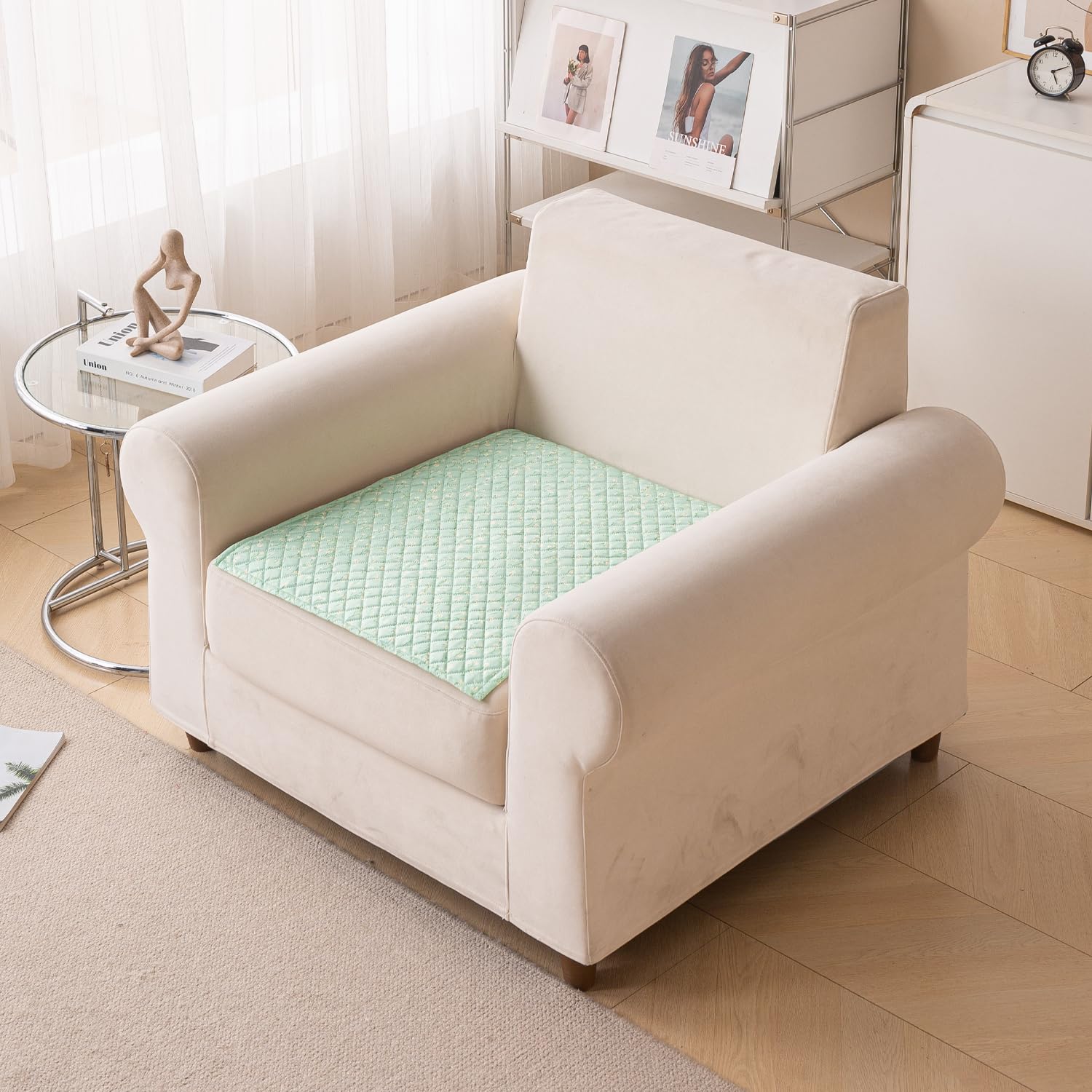 Printed Sofa Cover for Indian Sofa Set Quilted, Washable & Durable (Green Autumn)