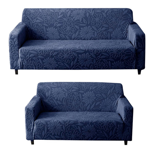 Universal Jacquard Waterproof Camellia 3 + 2 Seater Sofa Cover (Dark Blue)