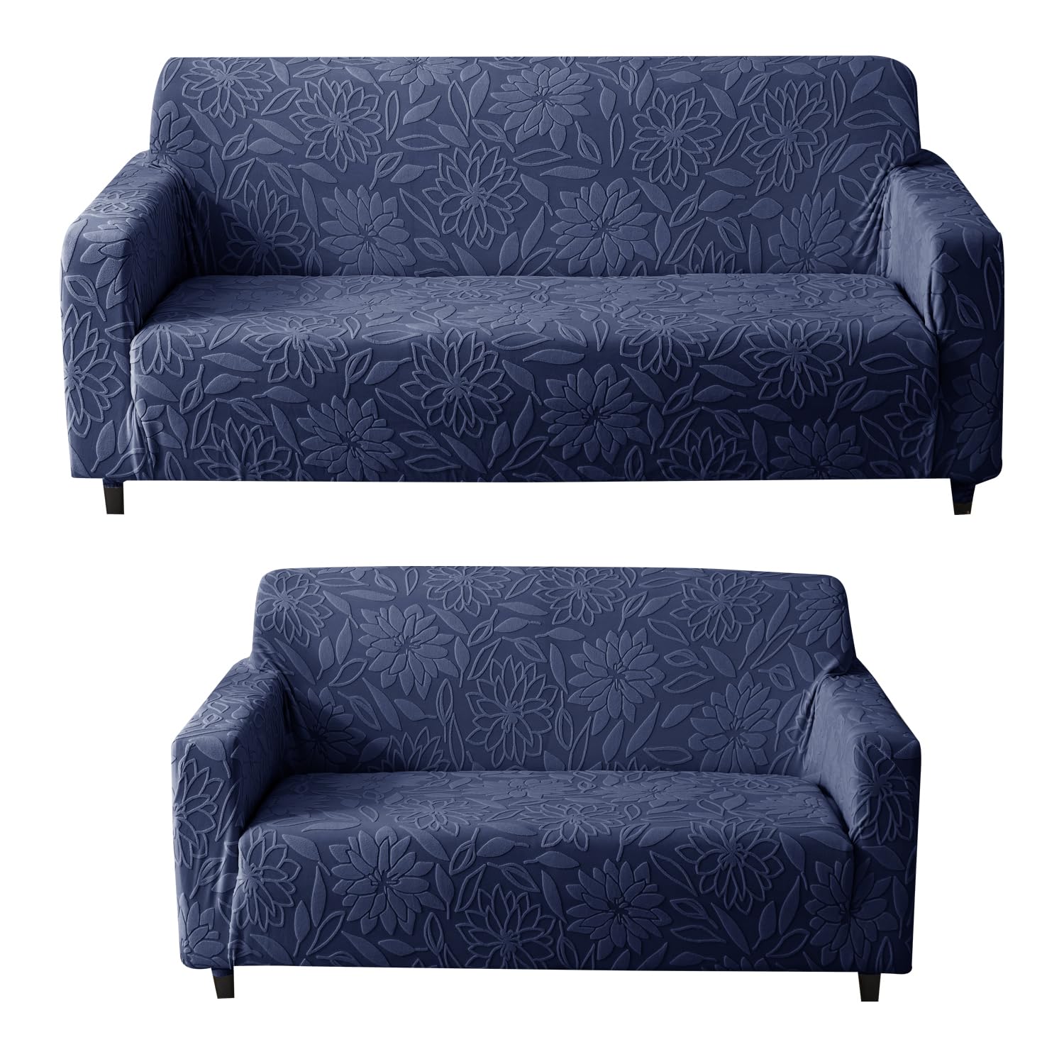 Universal Jacquard Waterproof Camellia Fabric Sofa Cover (Dark Blue)