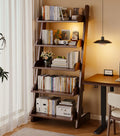 5-Tier Wooden Ladder Bookshelf - Brown 5-Tier