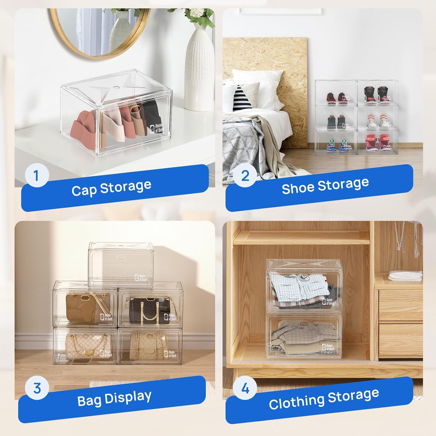 Shoe Storage Organizer Boxes White